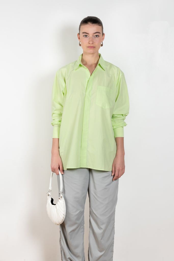 The Biggie Shirt by 6397 is a signature oversized shirt in a bright lime yellow cotton with a subtle dropped shoulder