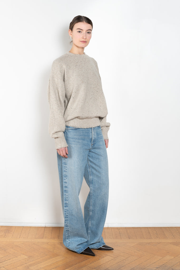 The Crewneck Sweater by 6397 is a relaxed sweater in&nbsp;an almost silk-like soft speckled wool