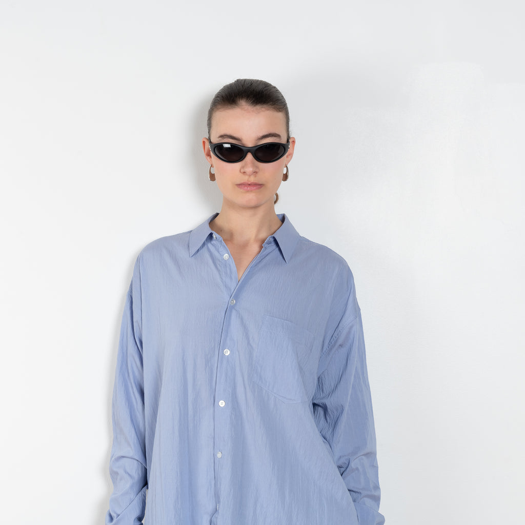 The New Uniform Shirt by 6397 is a signature oversized shirt in a fluid tencel blend