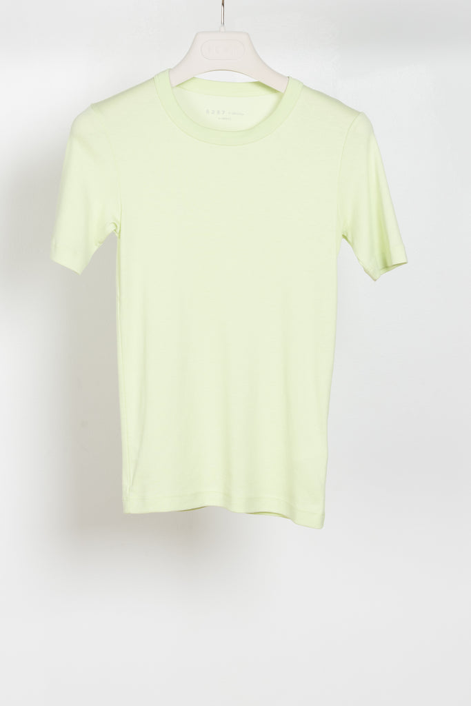 The Shrunken Tee by 6397 is a fitted tshirt with a reduced volume in lime green