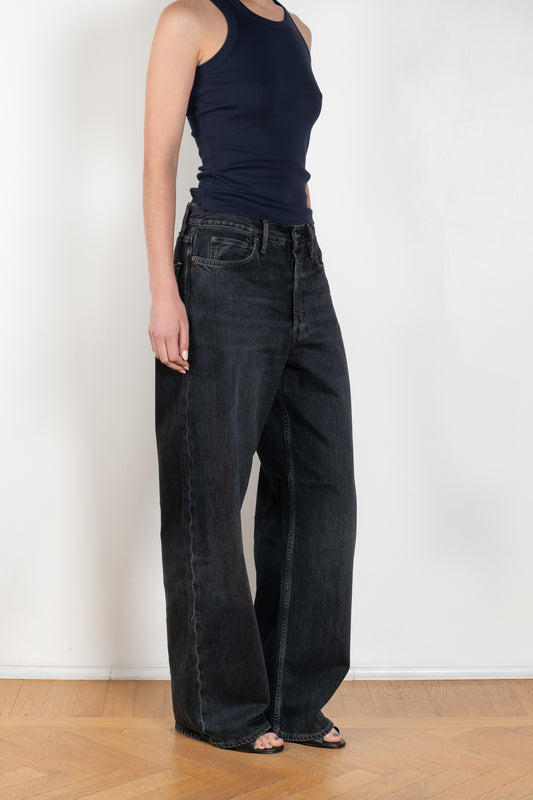 The 1981F Jeans by Acne Studios are cut to a loose fit with a low waist, wide leg