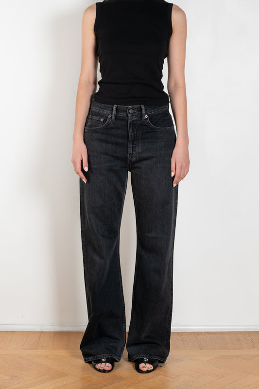 The 2021 jeans by Acne Studios are cut to a loose fit with mid-waist, wide leg