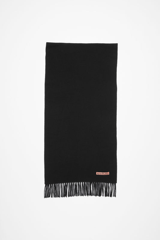 The Fringe Wool Scarf Narrow by Acne Studios bubble is detailed with a pink Acne Studios label and crafted from midweight wool
