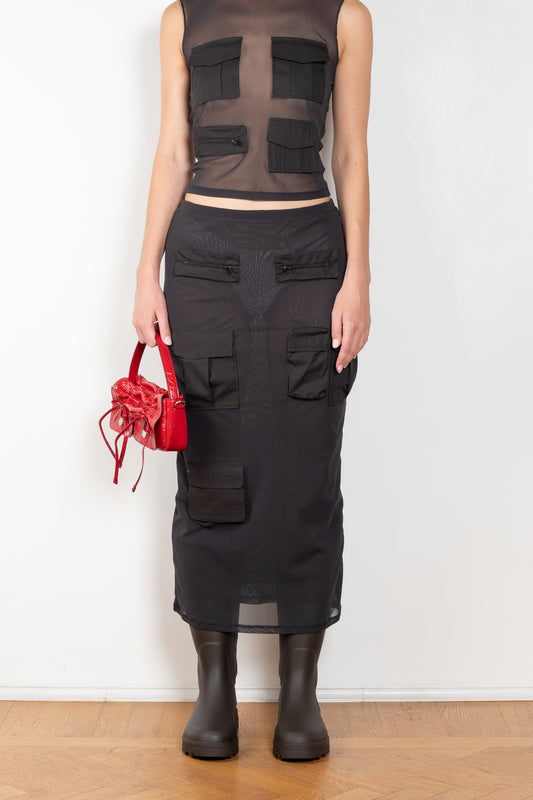 The Cargo Mesh Skirt by Acne Studios has functional cargo pockets
