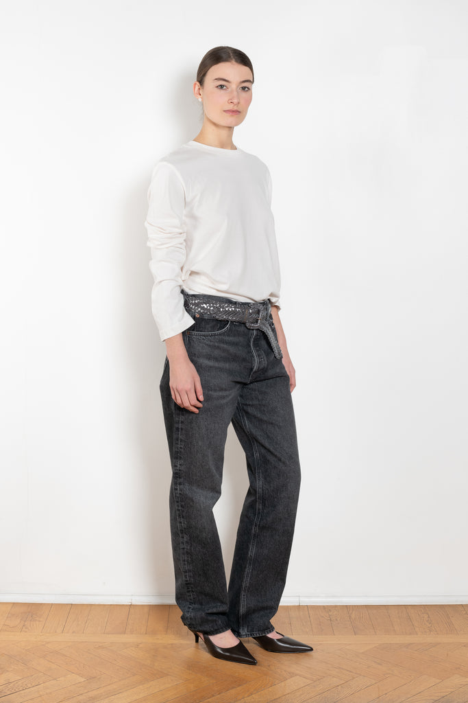 The Runa Tee by Agolde is a structured long sleeved cotton tee with dropped shoulders