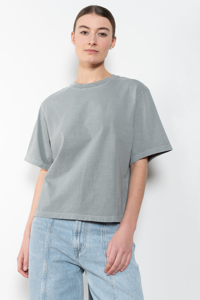 The Sulma Tee by Agolde is a structured cotton tee with dropped shoulders