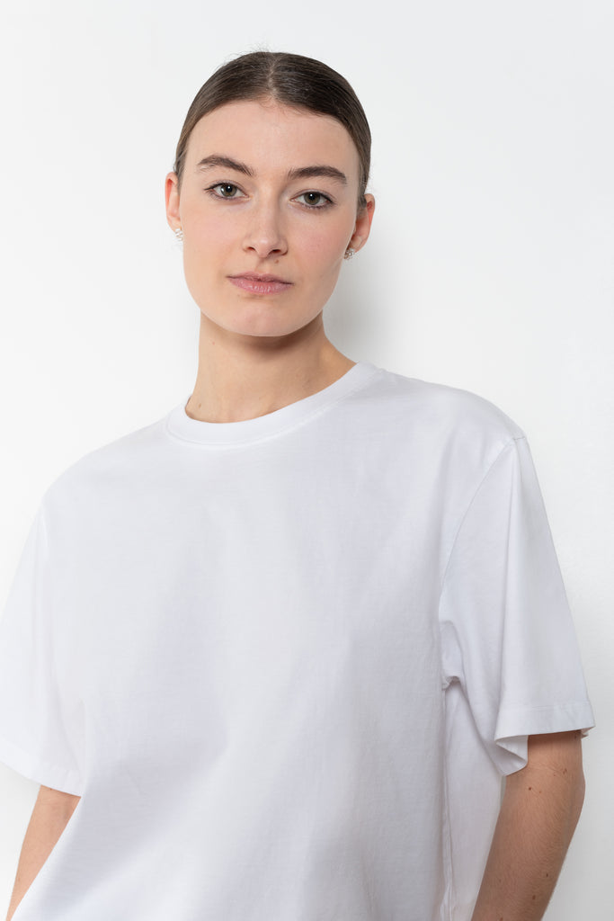 The Sulma Tee by Agolde is a structured cotton tee with dropped shoulders