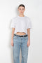 The Anya Tee by Agolde features an easy boxy fit, a slightly cropped body hitting right at the waist