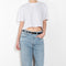 The Anya Tee by Agolde features an easy boxy fit, a slightly cropped body hitting right at the waist