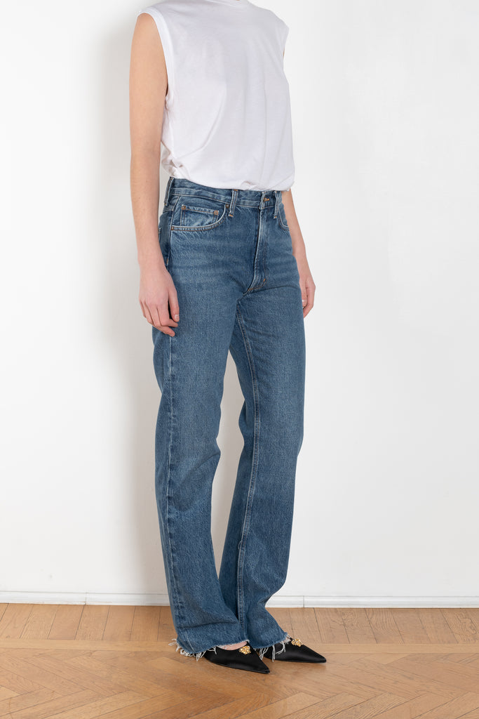 The Leena Jeans by AGOLDE is a high-rise baby flare jean with a modern vintage feel and fit