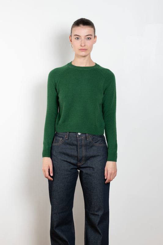 The Mini Mila Sweater by Alexandra Golovanoff is a signature round neck sweater with a shorter cut for a fitted look