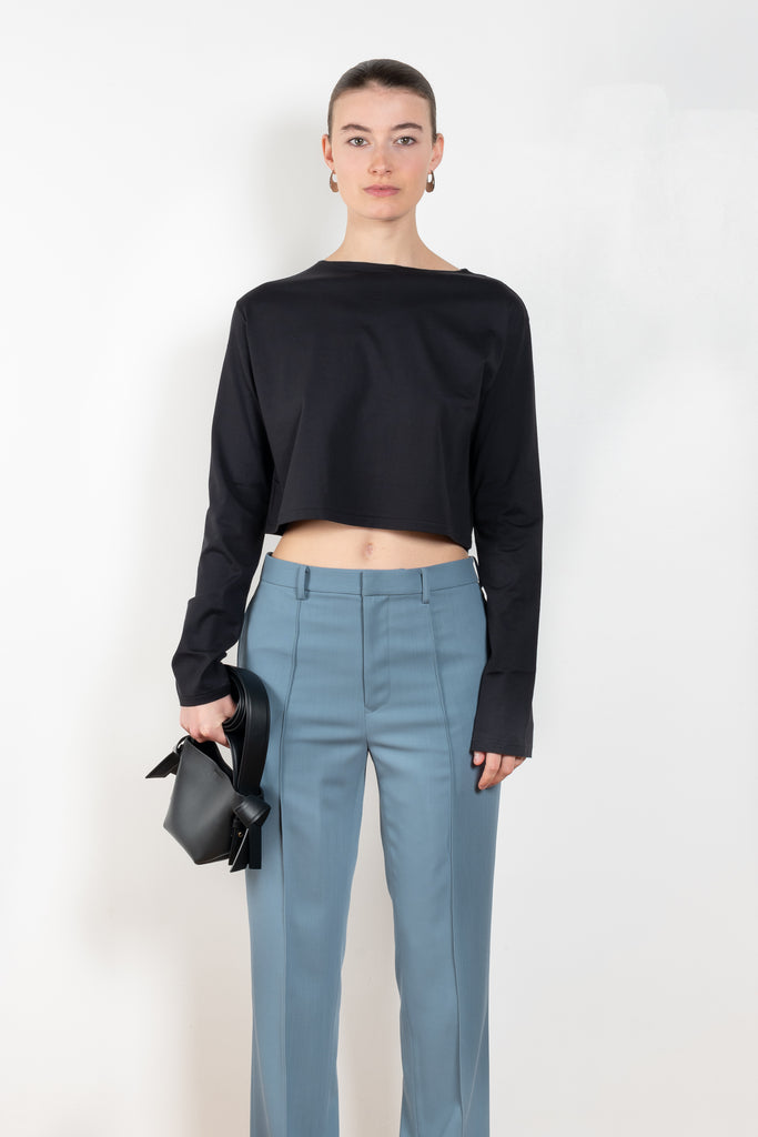 The Boatneck Tee by Auralee is a cropped tshirt with long sleeves in a high quality cotton