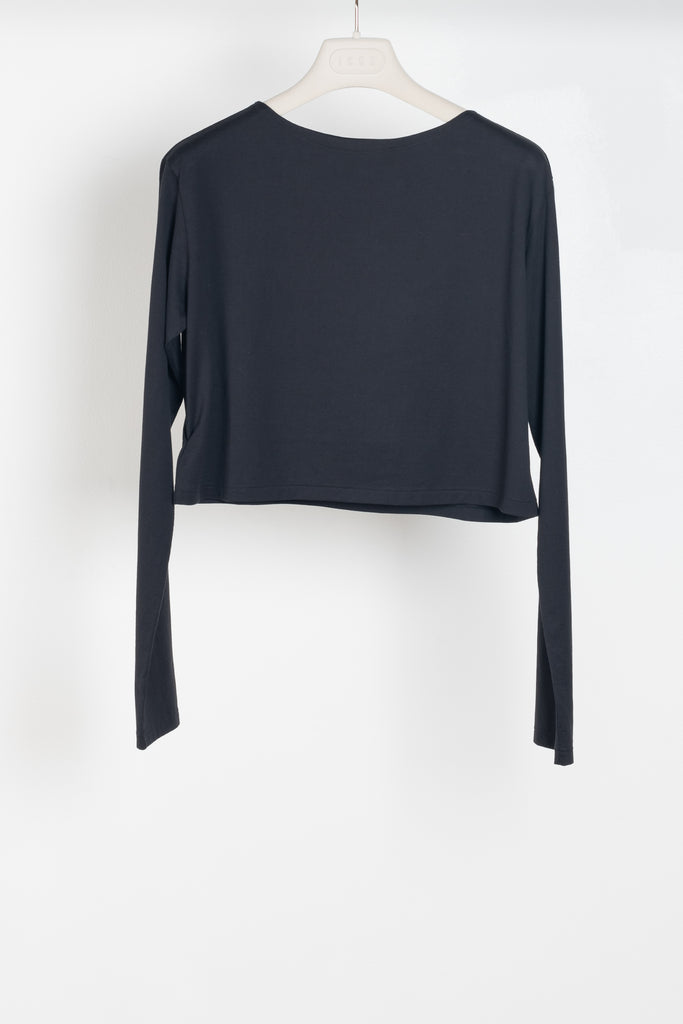 The Boatneck Tee by Auralee is a cropped tshirt with long sleeves in a high quality cotton