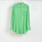 The Organdy Shirt by Auralee is a very fine and lightweight shirt in a bright green sheer cotton voile