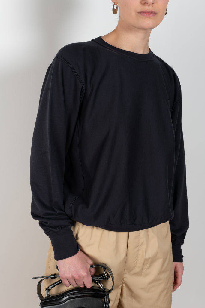 The Sweat Pullover by Auralee is a relaxed lightweight sweater with long sleeves in a fine high quality cotton jearsey