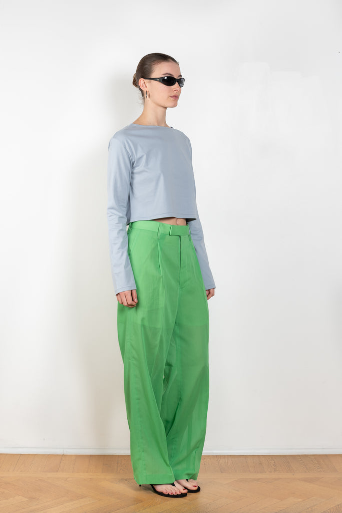 The Boatneck Tee by Auralee is a cropped tshirt with long sleeves in a high quality cotton