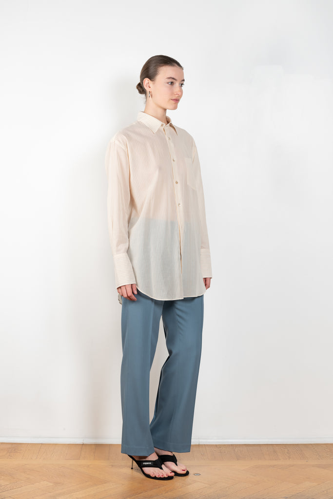 The Stripe Shirt by Auralee is a very fine and lightweight shirt with stripes in a sheer cottonvoile