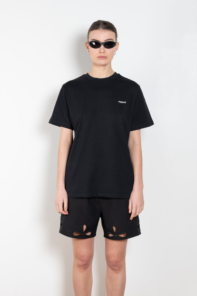 The Logo Boxy T-Shirt by Coperni is a signature relaxed Tee with a small slanted Coperni Logo on the front