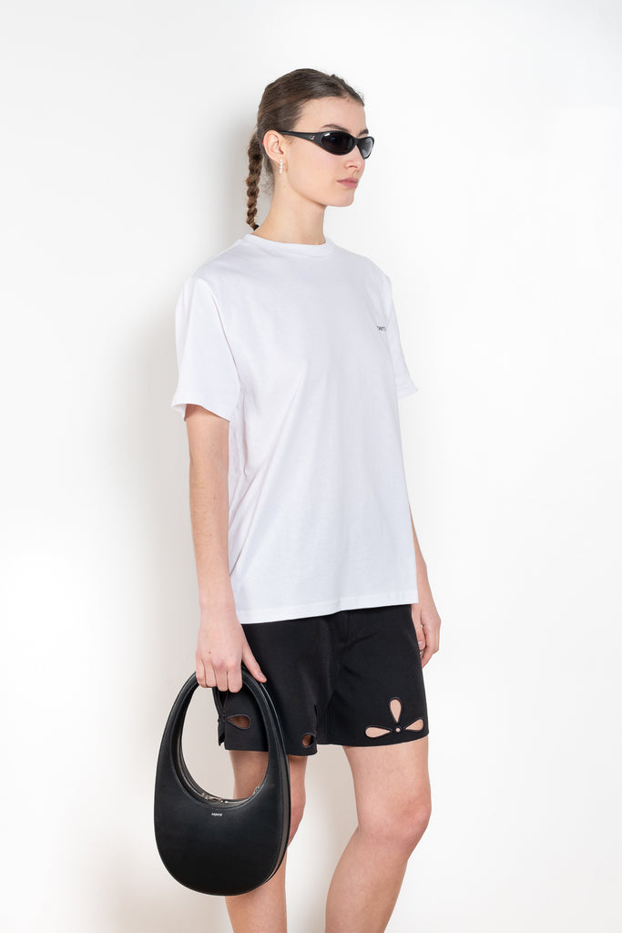 The Logo Boxy T-Shirt by Coperni is a signature relaxed Tee with a small slanted Coperni Logo on the front