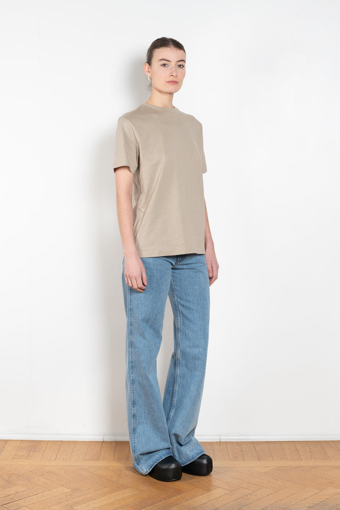 The Logo Boxy T-Shirt by Coperni is a signature relaxed Tee with a small slanted Coperni Logo on the front