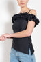 The Ruffle Top by Coperni is a fitted off-the-shoulder top with a ruffle neckline