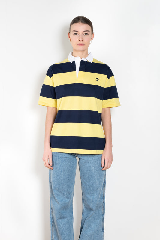 The Striped Polo Top by Coperni is a relaxed polo Tee with a big horizontal stripes