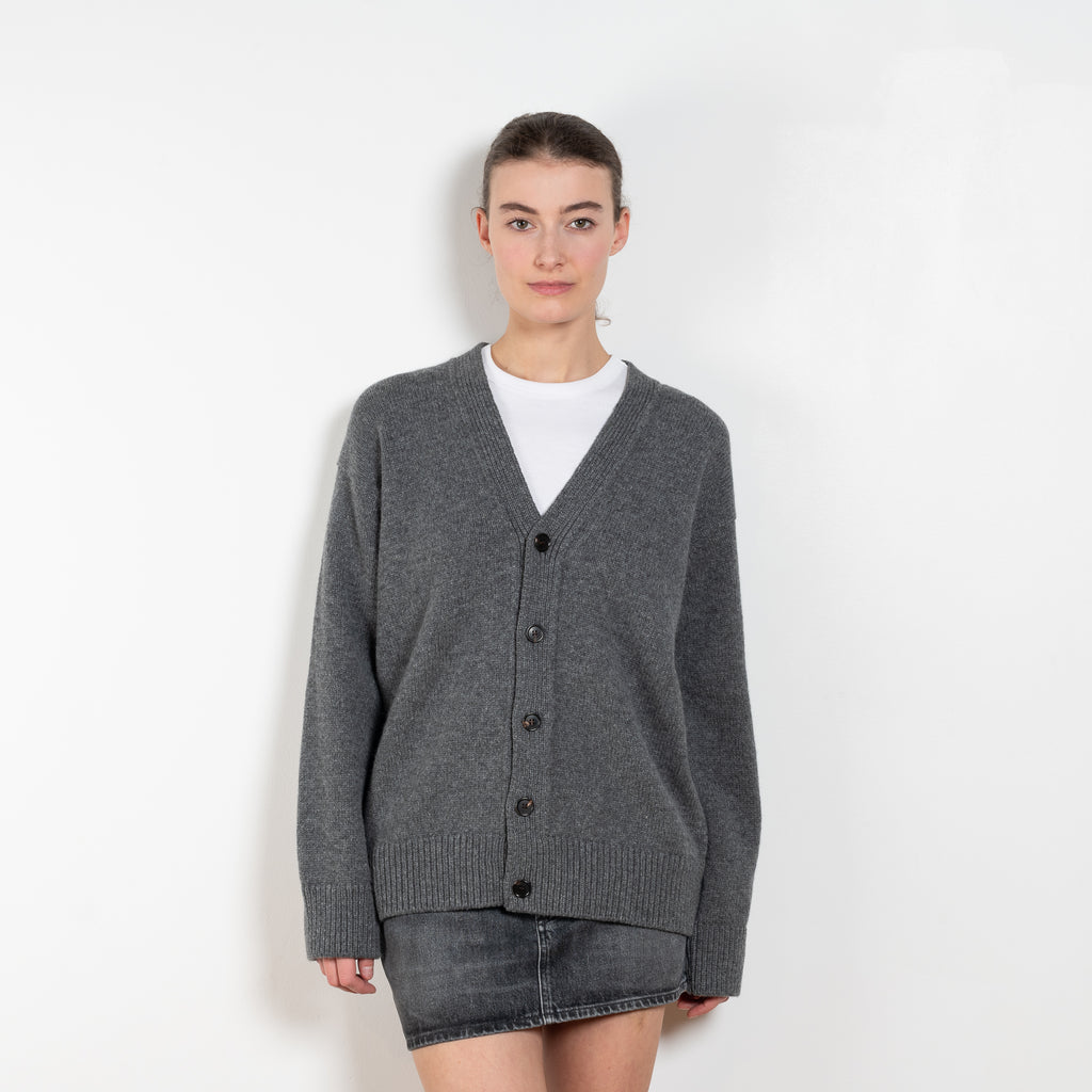 The Maura Unisex Cardigan by &amp; DAUGHTER is a unisex cardigan with a V neck knit in superfine, Scottish-spun lambswool.