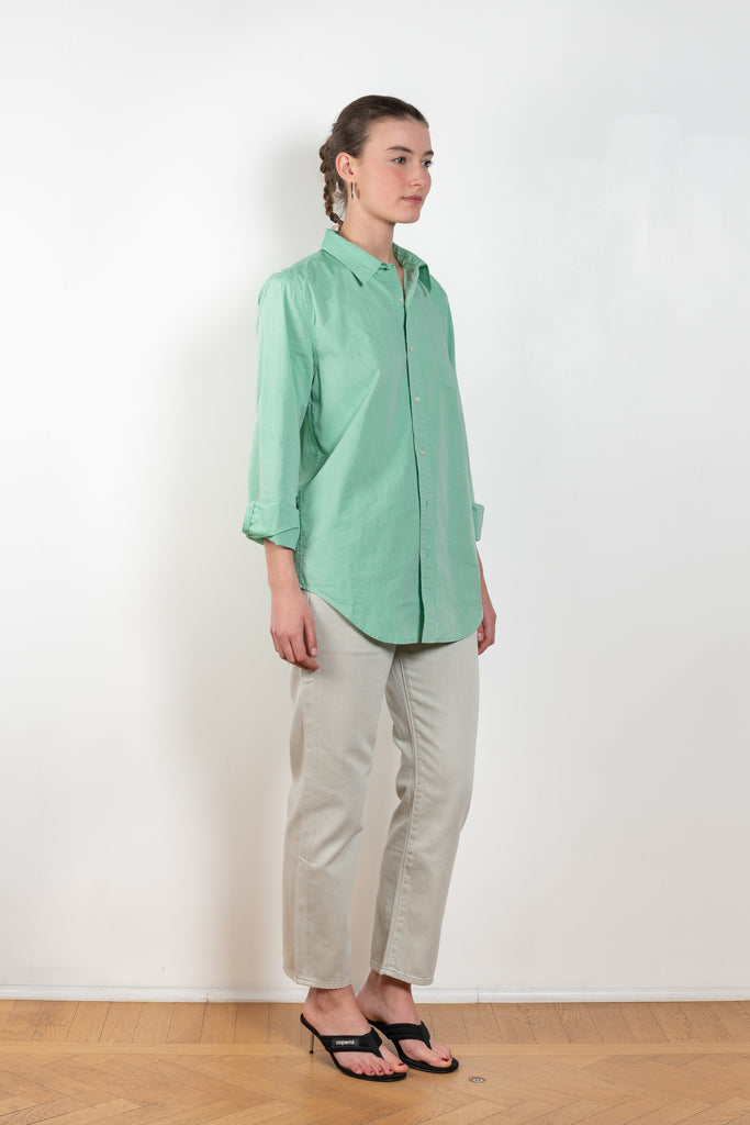 The Boyfriend Shirt by Denimist is a more fitted shirt in a green cotton&nbsp;