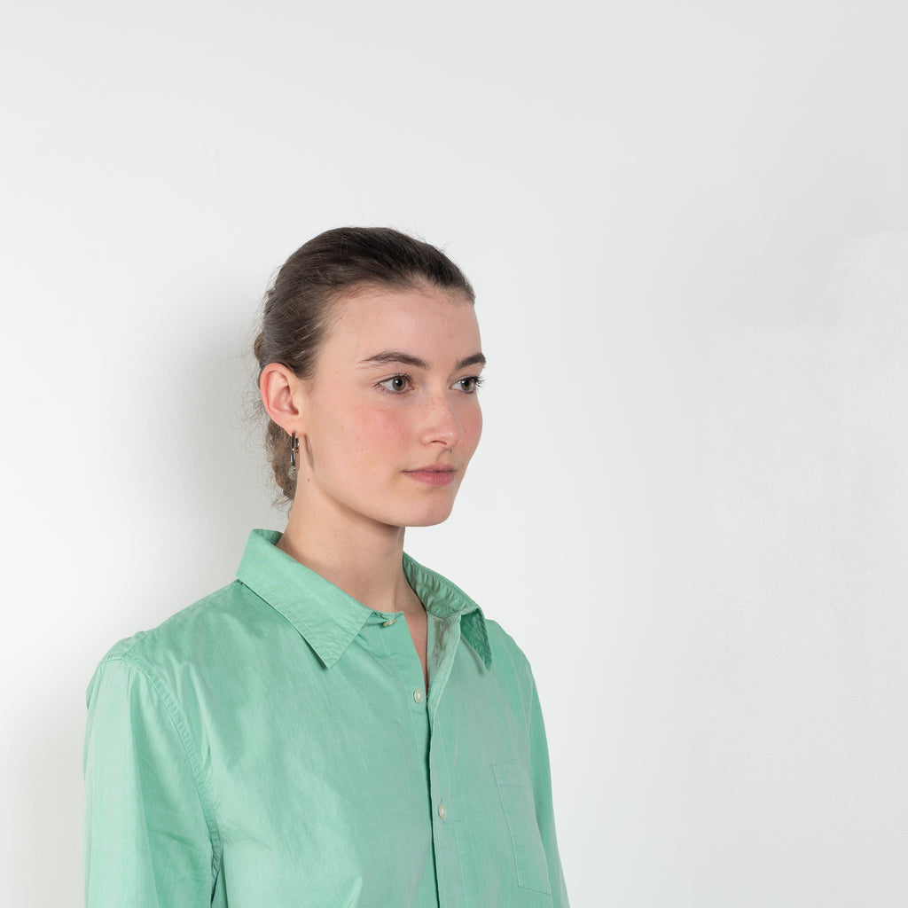 The Boyfriend Shirt by Denimist is a more fitted shirt in a green cotton&nbsp;