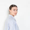 The Cropped Shirt By Denimist is a boxy loose cotton button up shirt with a blue stripe