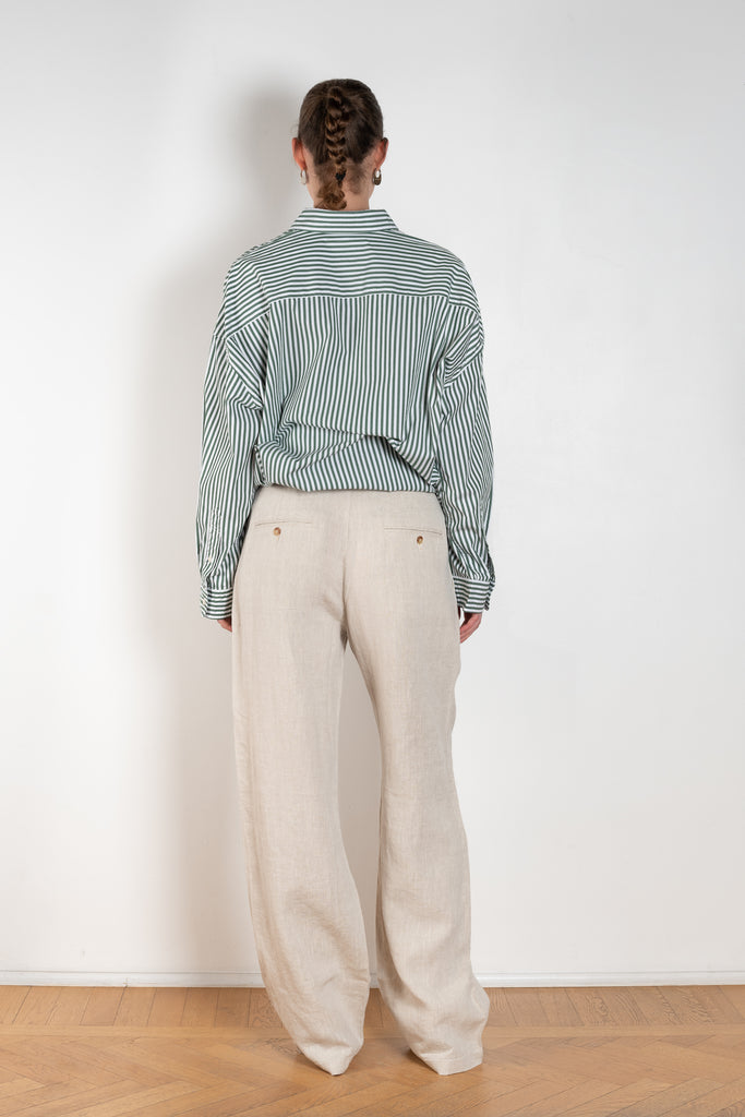 The Double Pleat Trouser by Denimist is a relaxed trouser with a wide leg