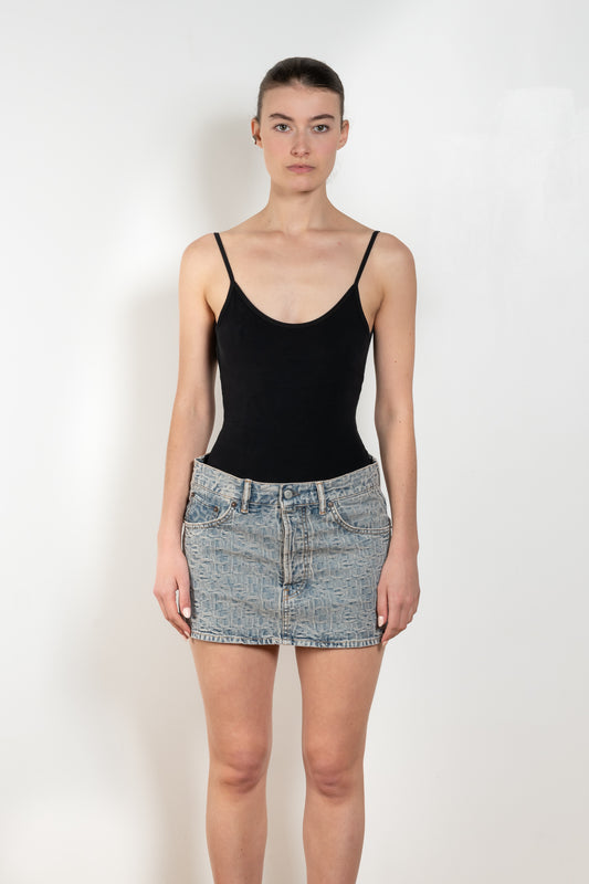 The Carli Body is a camisole thong bodysuit with a scoop neckline and low back