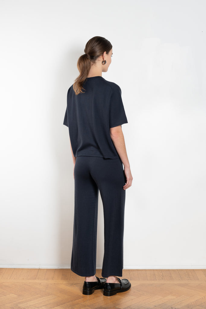 The Alvi Trouser by Lisa Yang is a fine knit cashmere trouser with a cropped relaxed leg