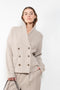 The Annalike Cardigan Jacket by Lisa Yang is a cardigan vest in a fisherman ribbed cashmere with a shawl-neck collar