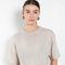 The Cila Tee by LISA YANG is a fine knit cashmere t-shirt with a classic round neck and rolled trim edges