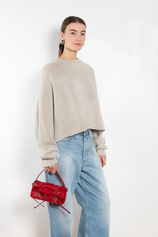 The Karine Sweater by Lisa Yang is a 5 gauge cashmere plain knit with a relaxed, cropped and boxy fit