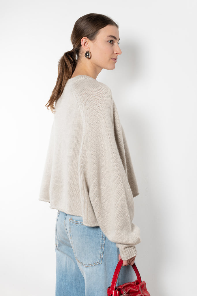 The Karine Sweater by Lisa Yang is a 5 gauge cashmere plain knit with a relaxed, cropped and boxy fit