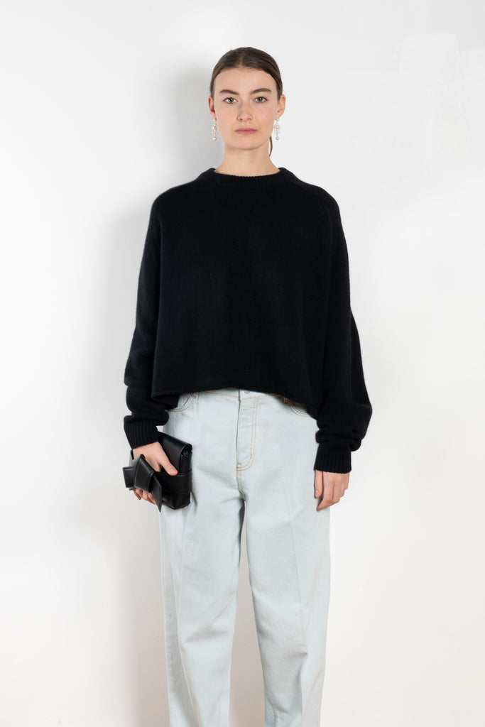 The Karine Sweater by Lisa Yang is a 5 gauge cashmere plain knit with a relaxed, cropped and boxy fit
