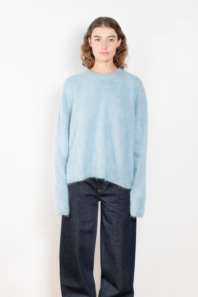 The Natalia Sweater by Lisa Yang is a roundneck sweater in brushed cashmere with a relaxed silhouette and slim ribbed trims