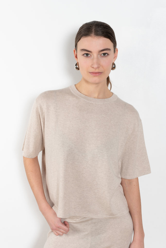 The Rubie Tee by Lisa Yang is a fine knit cashmere t-shirt with a classic round neck