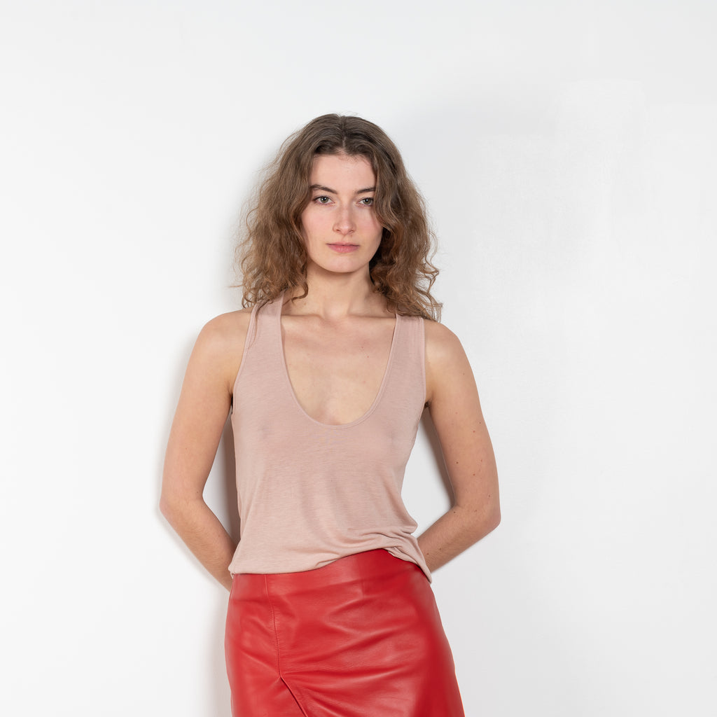 The Albia Tank Top by Loulou Studio is a straight fit top, with deep plunge neckline