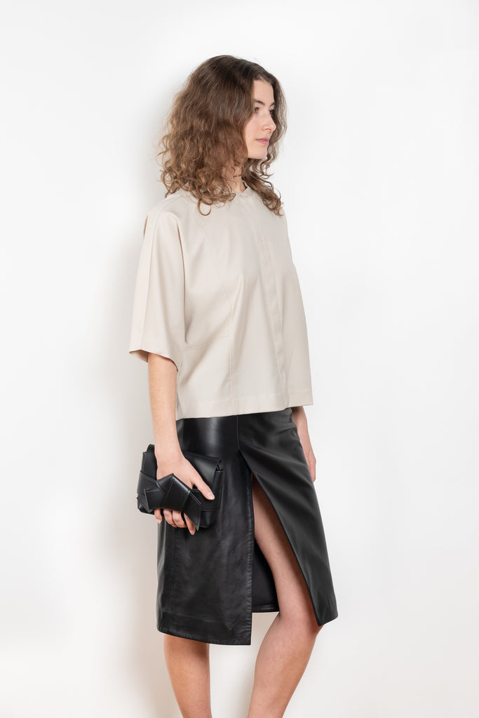 The Aylin Top by Loulou Studios a fluid top with clean minimal lines in a soft virgin wool