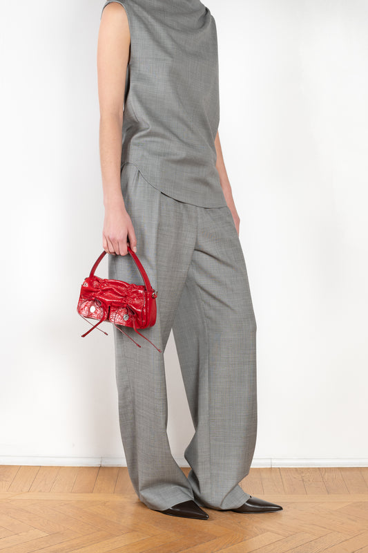 The Cove Trouser by Loulou Studio are relaxed suiting paints in a soft virgin chambray wool that sit on the waist