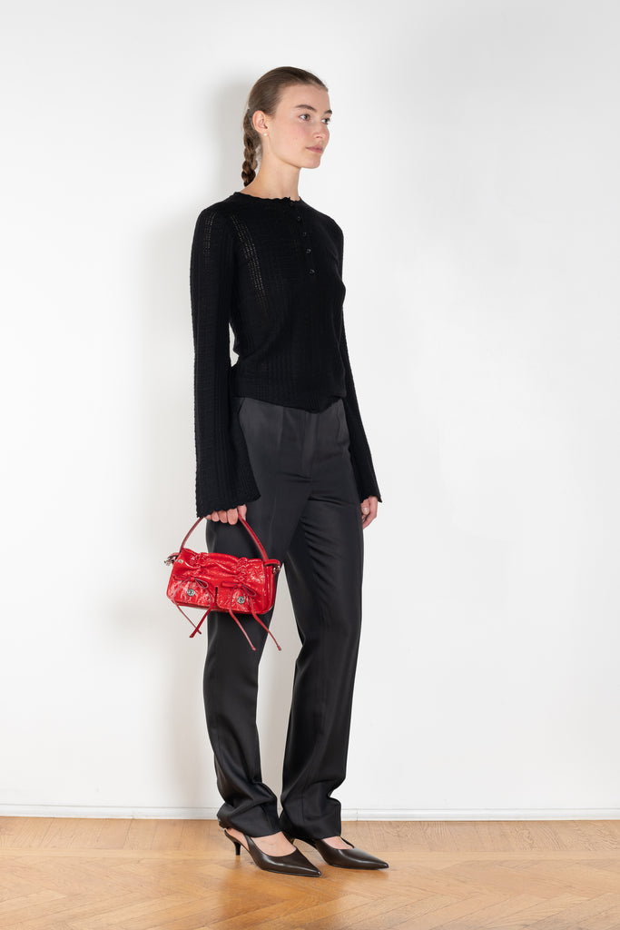 The Kallisto Twill Pants by Loulou Studio are viscose mohair twill trousers with a mid rise and long tapered leg