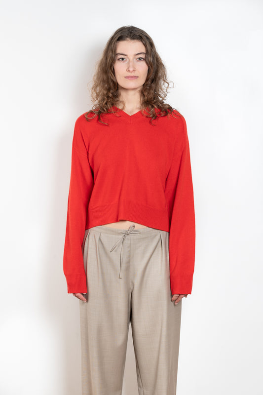 The Anzor Sweater by Loulou Studio has a slightly cropped ample fit with dropped shoulders and long sleeves in cashmere