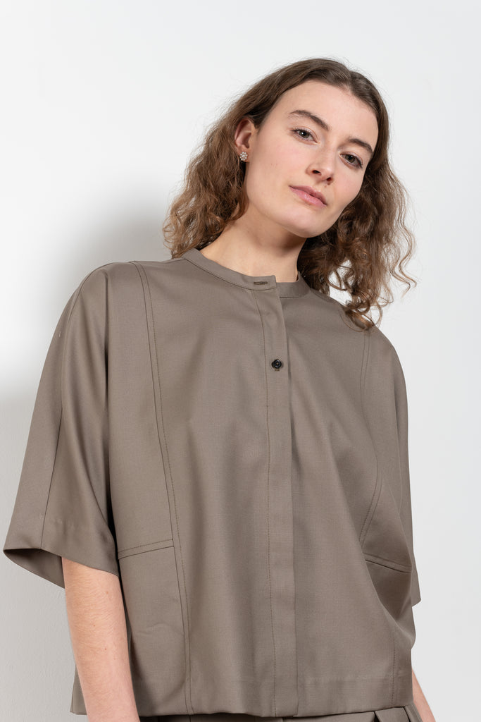 The Aylin Top by Loulou Studios a fluid top with clean minimal lines in a soft virgin wool