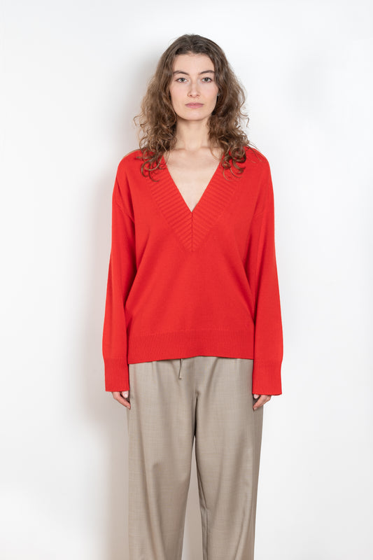 The Sage Sweater by Loulou Studio is an oversized sweater with an ample fit, a deep V, dropped shoulders and ribbed details