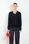 The Serafini Vneck by Loulou Studio is a loose V neck sweater in a soft cashmere