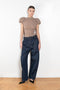 The Belted Loose Denim by Magda Butrym are loose-fit navy denim pants with a wide leg