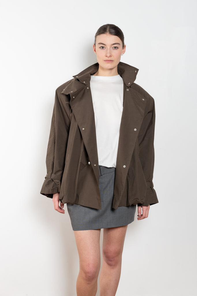 The High Collar Trench by Magda Butrym is a lightweight cotton trench jacket